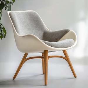 Chaise de salle à manger en bois massif de style nordique moderne, fauteuil en tissu de conception scandinave, hauteur réglable pour la maison, le bureau, les hôtels, les cafés, robuste - Product Image 5