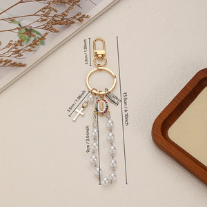 Baptism Gifts Souvenir Favors Catholic Rosary Keychains Rosaries Catholic Rosary Bracelet <strong>Beads</strong> Religious Cross <strong>Keychain</strong> Amulet - Product Image 4