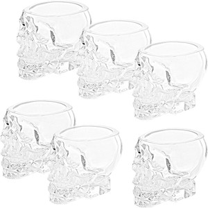 Verre à cocktail en forme de tête de crâne pour vodka, verre à shot à base lourde, mini-bouteille en forme de crâne pour whisky, vin, jus et autres boissons - Product Image 3