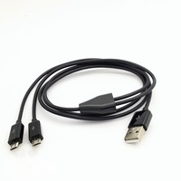 Câble de charge et de données USB 2.0 tressé blindé 2-en-1 avec double micro USB en Y pour téléphone portable et ordinateur