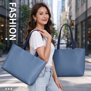 Sac à main décontracté avec logo personnalisé imprimé, fermeture éclair, en similicuir, sac à bandoulière pour femmes, grand sac fourre-tout en cuir pour le travail et les rendez-vous - Product Image 2