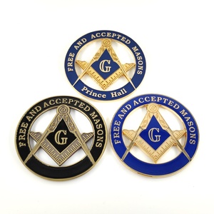 Emblema Metálico para Automóvil de los Masones, Dorado y Azul, <span class=keywords><strong>Príncipe</strong></span> Hall, Masones Libres y Aceptados, Emblema Masónico para Automóvil - Product Image 5