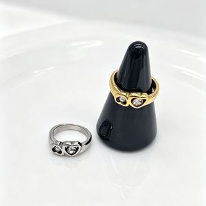 yunnique Heart Shaped <b>Rings</b> <b>Gold</b> Silver Plated Titanium Steel Prong <b>Set</b> Diamond Unisex Couple Jewelry Gift Fashion <b>Rings</b> - Product Image 4