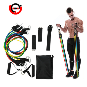 Ensemble de 11 pièces pour l'entraînement musculaire complet du corps avec bandes de résistance, 5 niveaux de bandes d'exercice tubulaires sans latex, bande de résistance en TPE - Product Image 1