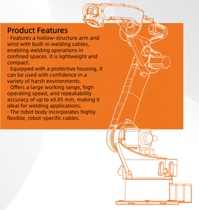 Fabricant de bras robotisés industriels à 6 axes sur mesure OEM/ODM pour le soudage à l'arc, charge utile de 6 kg - Product Image 6