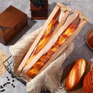 Imballaggio personalizzato sacchetto di pane Kraft biodegradabile regalo cibo di nozze sacchetto di carta Baguette Croissant Bread <span class=keywords><strong>Bag</strong></span> con finestra trasparente - Product Image 4
