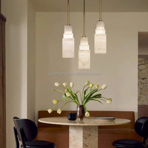 Lustre en albâtre naturel espagnol recommandé par les designers de Zhongshan Wholesale, lampe suspendue de luxe française pour <span class=keywords><strong>restaurant</strong></span> et bar - Product Image 2