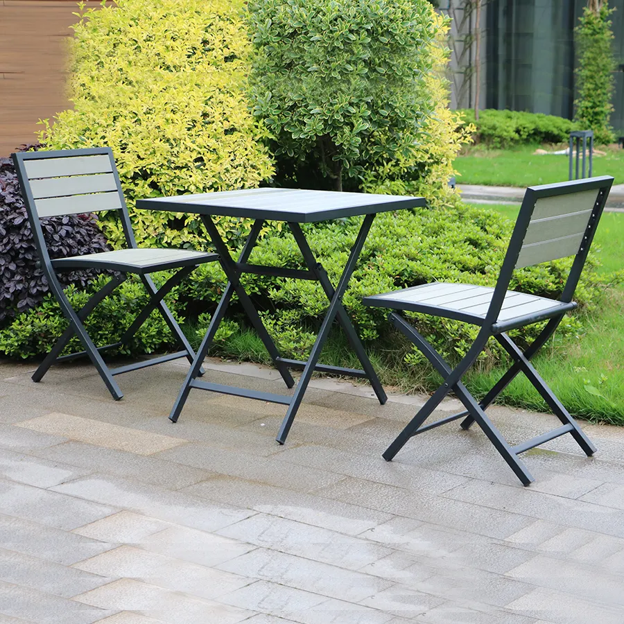 Silla y mesa plegable para Patio, Juego de 3 piezas para restaurantes, muebles de jardín al aire libre