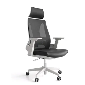 Foshan beyaz yüksek file sırtlı ergonomik yeşil ofis koltuğu bel desteği kafalık döner sandalye ofis toptan için