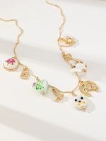 Verre coeur poussin chat Funky Y2K émail bijoux pour femmes multiples breloques colliers printemps été professionnel colliers bijoux
