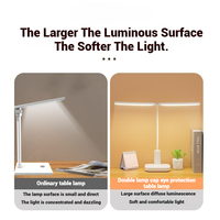 Lámpara de Escritorio LED Recargable con Doble Cabezal Giratorio, 3 Colores y Atenuación Gradual, para el Cuidado de los Ojos, Ideal para Lectura en Casa u Oficina