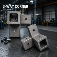 Connecteur de tube carré en aluminium moulé sous pression, support d'angle 3 voies, joint en L à 90 degrés, robuste, pour cadre d'armoire électrique