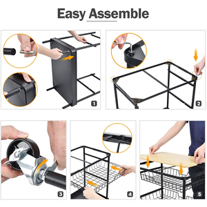 Carro de servicio de Isla de cocina de nueva moda, mesa de madera de utilidad, carro de almacenamiento rodante de 4 niveles con cesta de cajones - Product Image 3