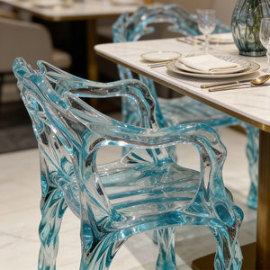 Chaise de salle à manger en résine cristalline, design moderne minimaliste, mobilier de salle à manger, fauteuil transparent de luxe - Product Image 5