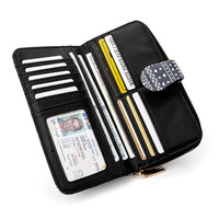 Dompet Wanita Slim Zipper Logo Custom dengan Tali Pergelangan Tangan, Kapasitas Besar, Tempat Kartu, Dompet Wanita