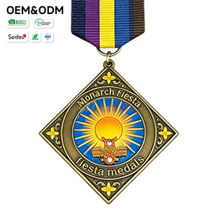 Round Cyan Background Sun Eagle Design <strong>Zinc</strong> <strong>Alloy</strong> Enamel Painted Antique Finish Customizable Commemorative <strong>Medal</strong> with Ribbon - Product Image 3