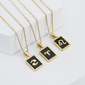 Zogxin <b>Constellation</b> Pendant <b>Necklace</b> 18K Gold Plated Black Inlay For Women Fashionable Daily Wear Gift Jewelry - Product Image 3
