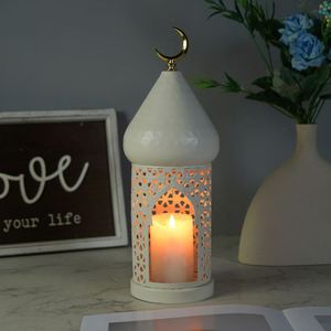 Porte-bougie creux en métal avec abat-jour, décoration de table pour le Ramadan Kareem, ornement de centre de table, Eid Mubarak - Product Image 5