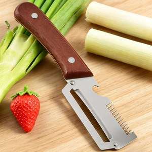 Éplucheur manuel en bois et décortiqueur de bouteilles en acier inoxydable, trancheuse trois-en-un pour fruits, légumes et pommes de terre – Vente en gros - Product Image 3
