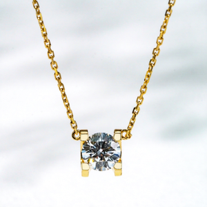 Collar clásico de joyería de 4 puntas 18K oro 0.5ct 1ct corte redondo collar de diamantes cultivados en laboratorio Suelto - Product Image 1