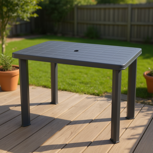 Table de patio en plastique anthracite 39,8x26,8x28,3 pouces, résistante aux intempéries, mobilier d'extérieur au design contemporain, pour 4 personnes - Product Image 2