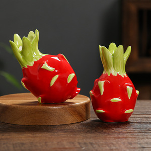 Mini vase en céramique Dragon Fruit, poterie émaillée et peinte, support de plante de table pour Pothos, décoration de bureau, style contemporain - Product Image 4