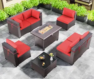 Набор мебели YASN HYTZ159 для двора, комплект из 13 предметов, садовые уличные диваны для костра, ротанговая мебель для двора, внутреннего дворика с жалюзи
