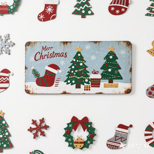 Individuell Bedrucktes Weihnachts-Blechschild im Europäischen Stil, Metall-Handwerkskunst, Rechteckige UV-Bedruckte Weihnachtsplakette - Product Image 3