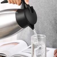Carafe Isotherme à Café de 2 L, Distributeur de Boissons Chaudes Thermo Double Paroi en Acier Inoxydable