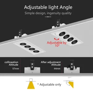 OSRAM led'leri ile alüminyum parlama önleyici gömme montajlı geri çekilebilir eğilebilir LED tavan ızgara ışık