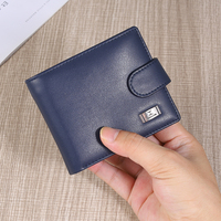Dompet Kartu Sederhana HASSION Custom, Anti-RFID, Lapisan Poliester, Lipat Pendek untuk Pria