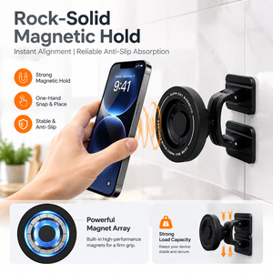 Support magnétique pour téléphone mural 360° °   Support adhésif rotatif pour téléphone, pour armoire ou carrelage, pour la lecture mains libres de recettes de cuisine - Product Image 4