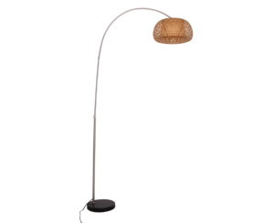 Lampe de sol en rotin tressé et bambou pour salon, style minimaliste - Product Image 1