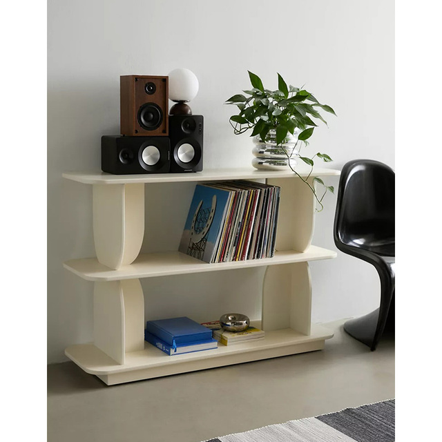 Modern Floor-standing Creative Wooden Bookshelf High Capacity White 2 Tier Bookcase
