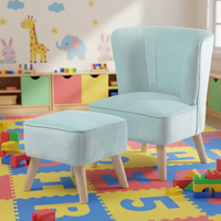 Ensemble canapé et tabouret en bois pour enfants, siège confortable et moelleux pour la maison, l'école, le salon, la chambre, chaise ottoman pour bébé