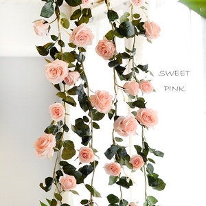 Guirnaldas de Rosas Blancas Artificiales de Seda, Enredaderas de Rosas Colgantes, Plantas de Hiedra de Rosas para Decoración de Arreglos de Arco de Oficina para Bodas - Product Image 4