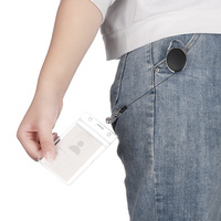 Porte-badge rétractable ovale personnalisé avec logo, avec porte-carte d'identité en PVC transparent