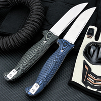 Couteau pliant d'extérieur, lame en acier D2 et manche G10, couteau tactique multifonctionnel EDC pour le camping, la randonnée, la chasse, l'autodéfense