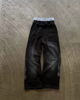 Pantalon de survêtement personnalisé délavé à l'acide, 100 % coton molletonné, avec patch brodé, coupe droite, léger, anti-plis, séchage rapide