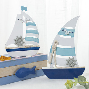 Figurine de voilier méditerranéen, modèle de bateau en bois, décoration d'intérieur, cadeau de mariage, matériau MDF, forme irrégulière - Product Image 2