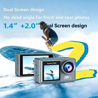 Kamera Aksi Olahraga Ausek Best 5K 30FPS 4K 60FPS Layar Ganda Sentuh Selfie WiFi Tahan Air 30M Stabilisasi Kamera Vlogging