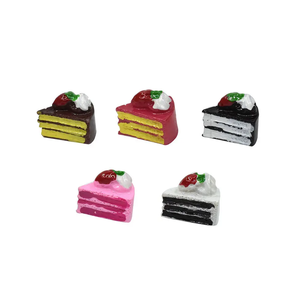 100 pièces/sac chocolat fraise aromatisé Triangle gâteau Flatback résine breloques pour Slime Mobile étui porte-clés bricolage artisanat décoration
