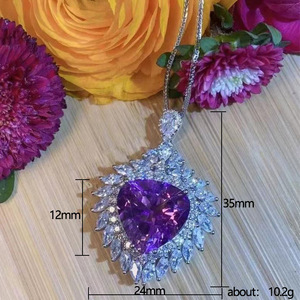 Collar con Colgante de Piedra Púrpura en Forma de Corazón para Mujer, Cadena Elegante y Brillante para la Clavícula, Joyería Romántica de Moda - Product Image 3