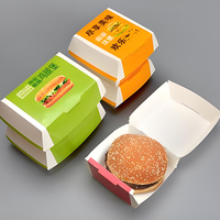 Boîte d'emballage pour hamburgers en papier kraft rigide, écologique, recyclable, avec impression flexographique et gaufrage, qualité alimentaire