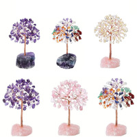 Hisera Arbre à Argent en Améthyste Naturelle Style Punk, Arbre Porte-Bonheur en Cristal avec Gravier 7 Couleurs et Strass, Décoration Minérale pour la Maison, Mariages et Anniversaires