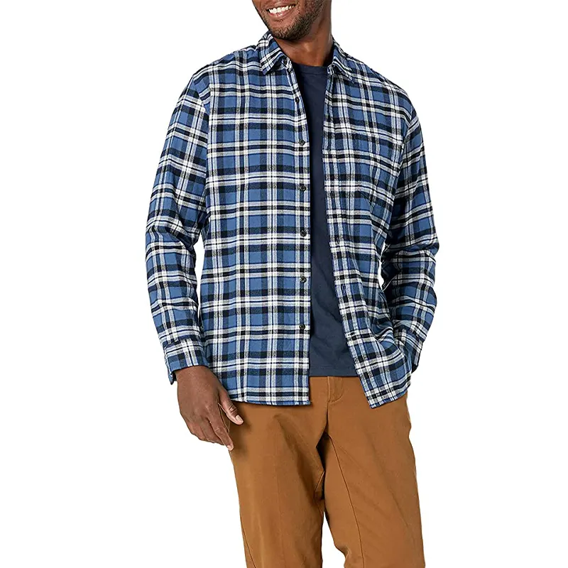 Casual Plaid Flannel Shirt Men's Custom High Quality Fashion Formal Long Sleeve Flannel Shirts For Men