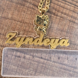 Collana <span class=keywords><strong>con</strong></span> Ciondolo Personalizzato in Acciaio Inox <span class=keywords><strong>con</strong></span> Foto, Gioielli Cartoon per Bambini e Adulti, Collana Personalizzata <span class=keywords><strong>con</strong></span> Nome Placcata Oro - Product Image 5