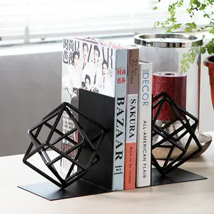 Stock all'ingrosso Nordic creativo geometrico ufficio libro Stand studio soggiorno decorazione Desktop fermalibri in metallo