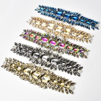 Patchs floraux en strass de verre pour ceinture de mariée, cristaux AB, sertissage à griffes argentées, applique à coudre, accessoires de confection DIY