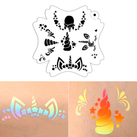 5 en 1 Pochoirs réutilisables imperméables en PET/PVC pour le visage et le corps, Tatouages temporaires, Modèles de maquillage corporel, Tenue de plus de 20 jours